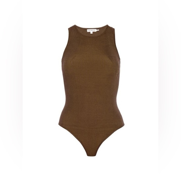 Good American Women’s Rib Knit Thong Bodysuit in Fog Greenish Brown Size M (2) - Picture 6 of 16
